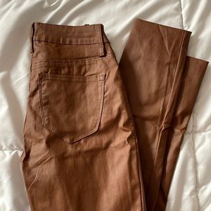 Faux brown leather pants